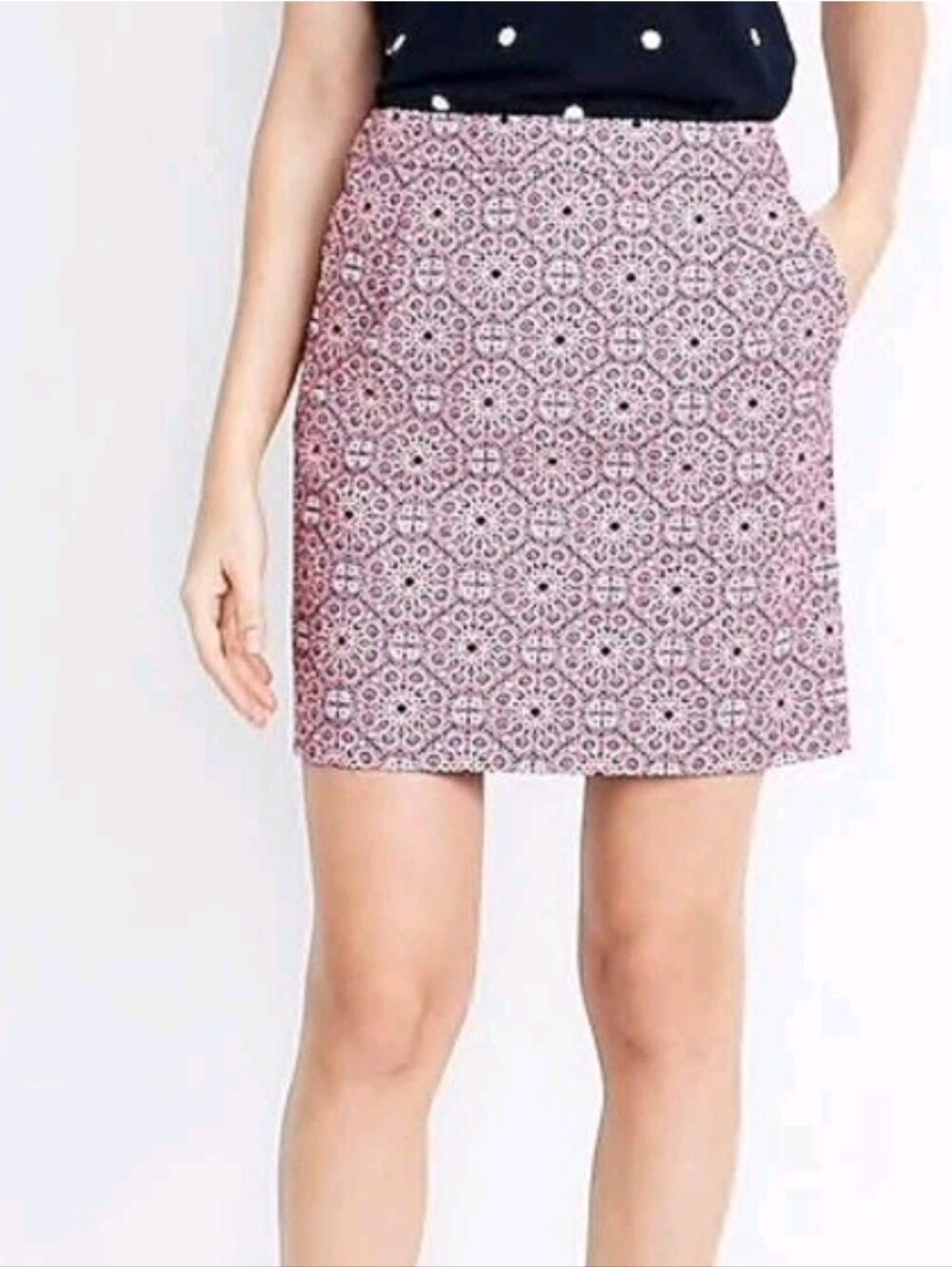 J. Crew Factory Printed Basketweave Patterned Cotton Mini Skirt Office Size 12